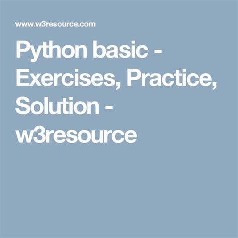 w3resources|Python Exercises, Practice, Solution .